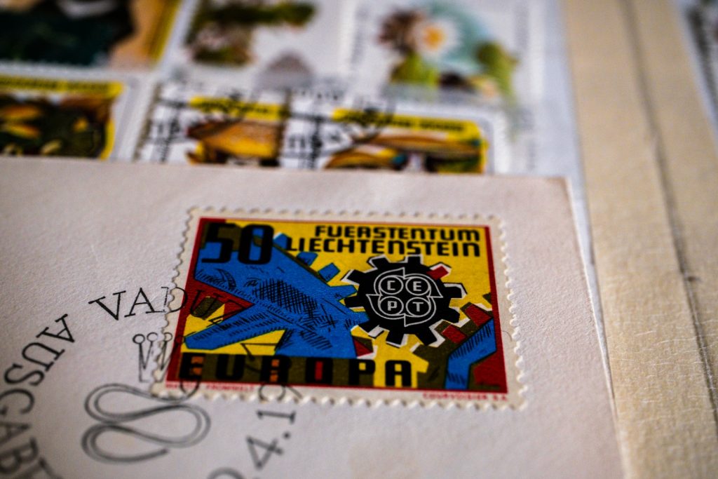 a close up of a stamp on a piece of paper